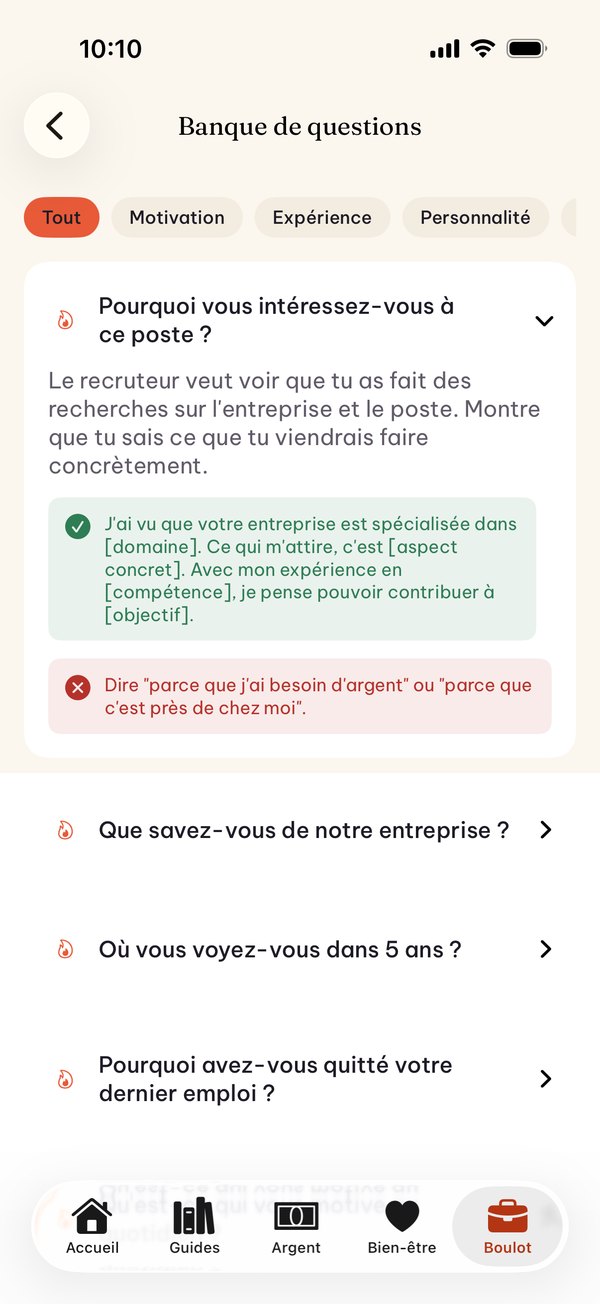 Questions d'entretien