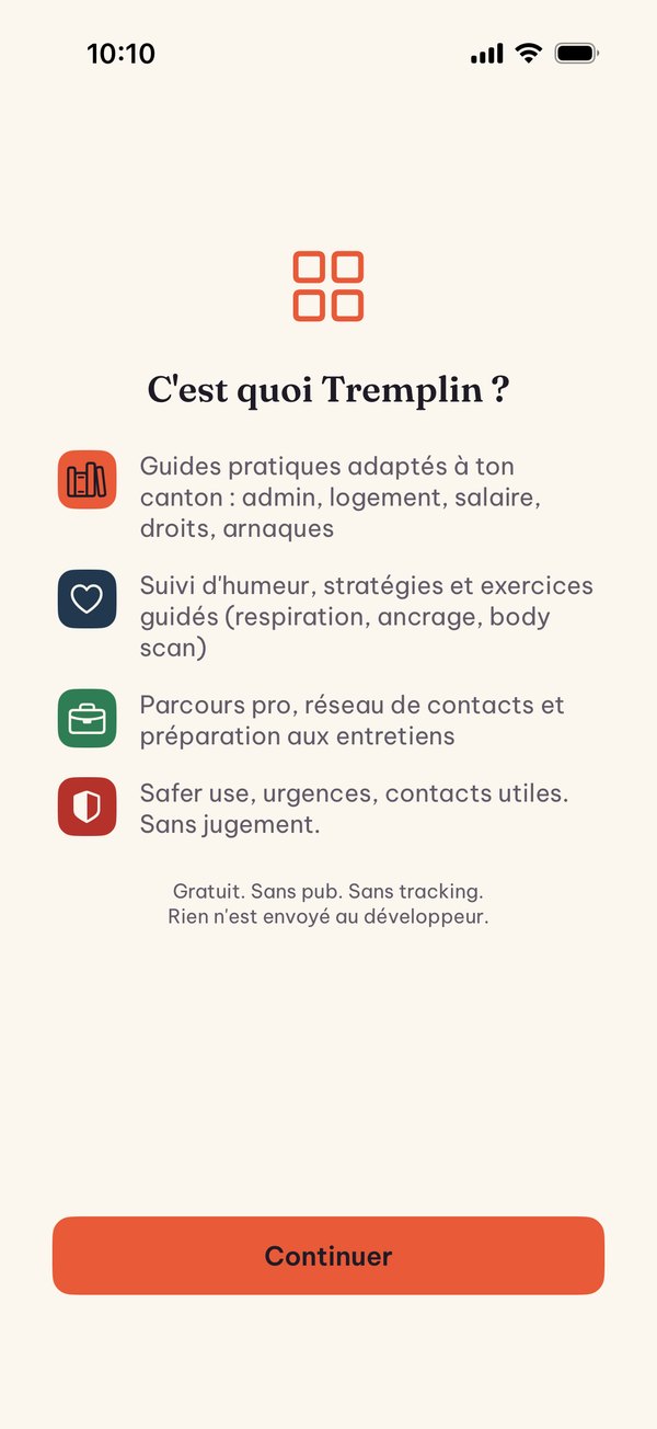 Écran de bienvenue