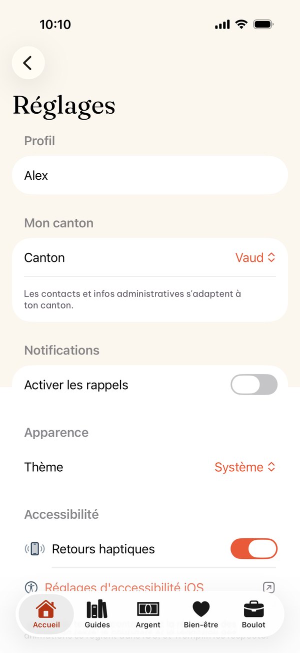 Réglages